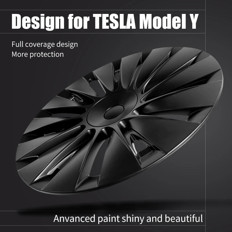 4PCS for TESLA Model Y Vehicle Full Coverage Blade Wheel Cover Cap 19 Inches Hubcaps  Automobile Replacement Accessories