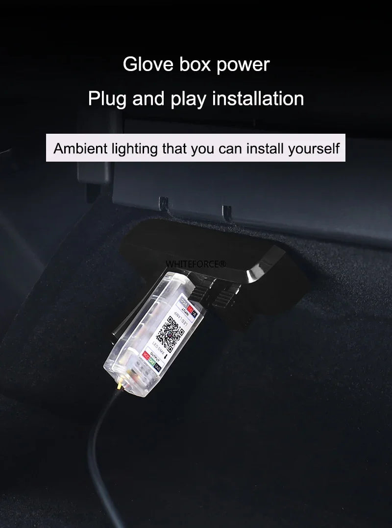 For Tesla Model 3/Y 2017-2023 Streaming Ambient Light Dashboard Flow Light Remote/APP Control USB Ambient Strip Lamp Decoration