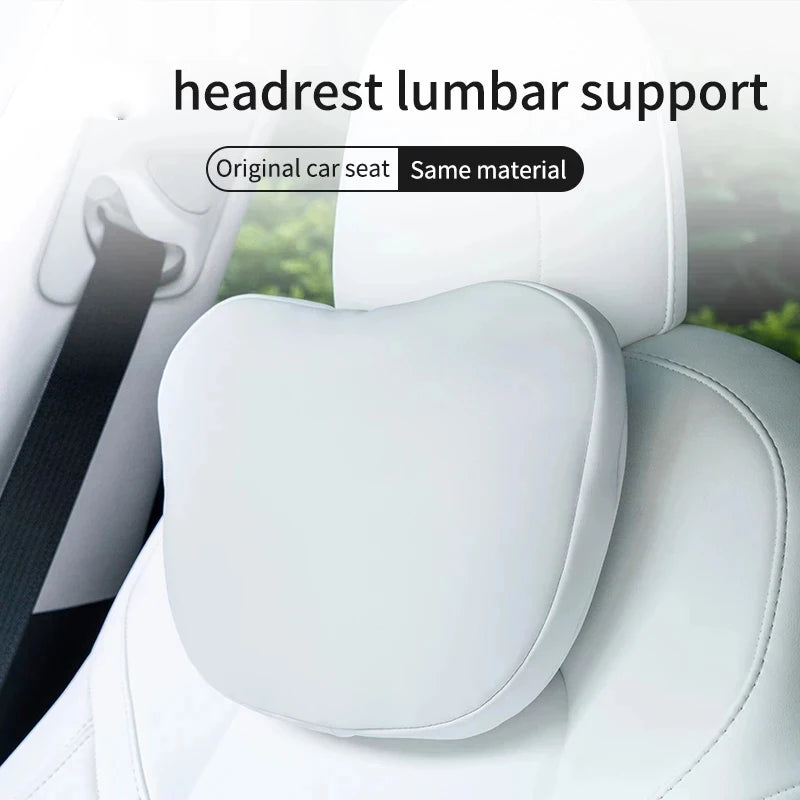 Car Seat Headrest pillow For Tesla Model 3 2019-21 2022 Model Y  Fumbar Support Neck Pillow High-Quality Leather Car Accessories