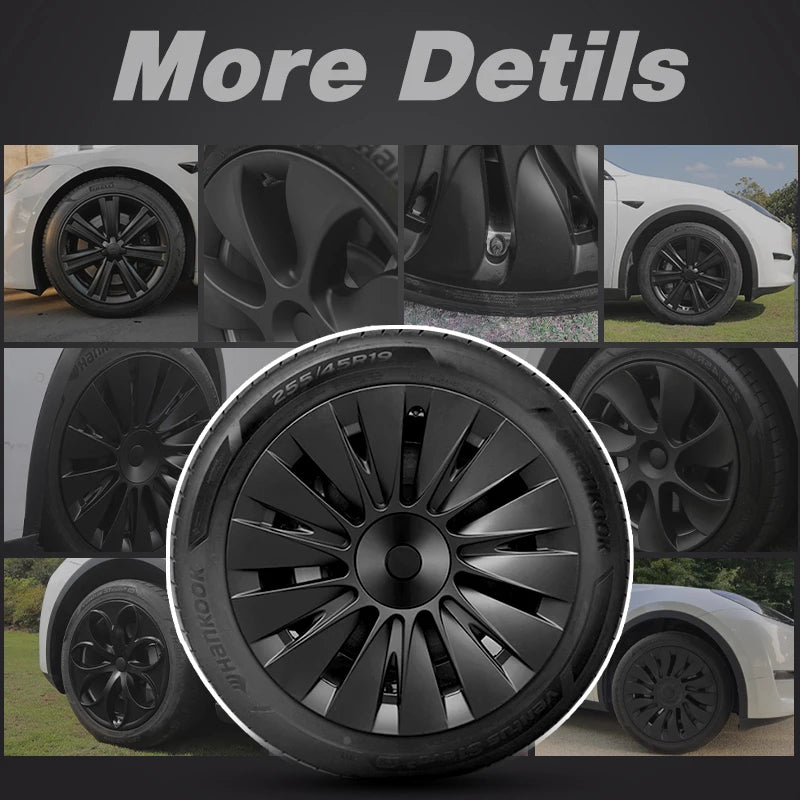 4PCS for TESLA Model Y Vehicle Full Coverage Blade Wheel Cover Cap 19 Inches Hubcaps  Automobile Replacement Accessories