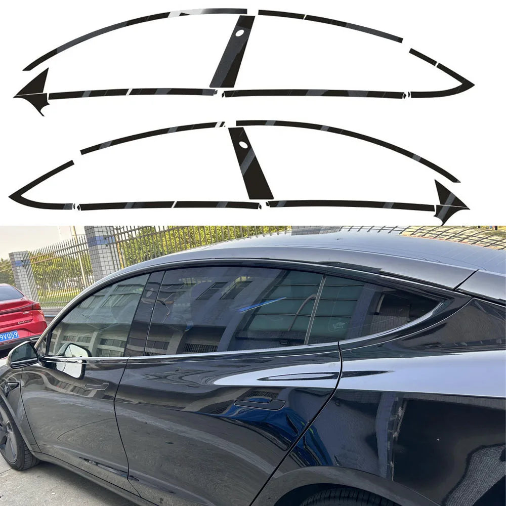 For Tesla Model 3 2017-2022 Sedan Window Chrome Delete Blackout ABC Pillars Glossy Black Stickers