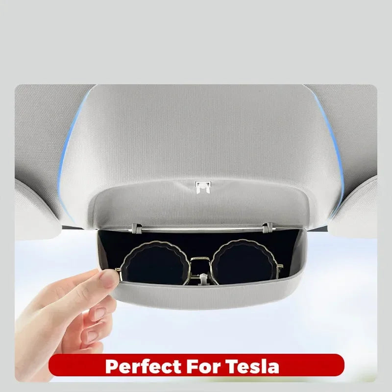 Car Glasses Box for Tesla Model Y 3 3+ Original Design Sunglasses Sun Visor Clip Card Storage Modification Accessories 2021-2024