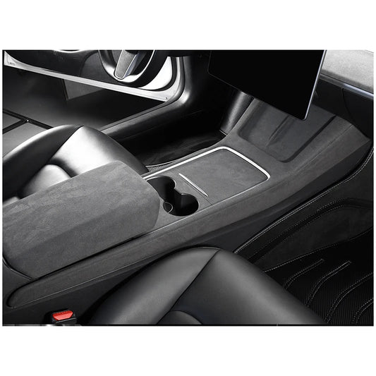 For Tesla Model Y Interior Decor Modify Center Console Suede Fabrics Wrap kit Armrest /Airco Outlet & Seatback Anti-Kick Cover