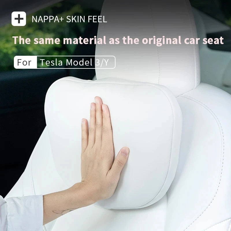 Car Seat Headrest pillow For Tesla Model 3 2019-21 2022 Model Y  Fumbar Support Neck Pillow High-Quality Leather Car Accessories