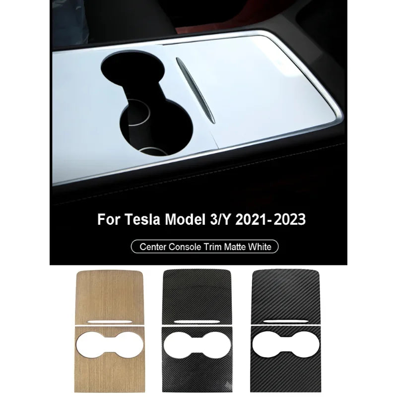 For Tesla Model 3 Model Y Center Console Cover Central Control Panel ABS Interior Decor Car Accessories Matte White 2021-2023