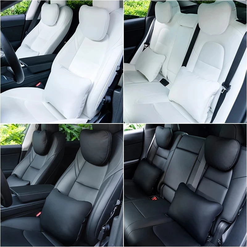 Car Seat Headrest pillow For Tesla Model 3 2019-21 2022 Model Y  Fumbar Support Neck Pillow High-Quality Leather Car Accessories