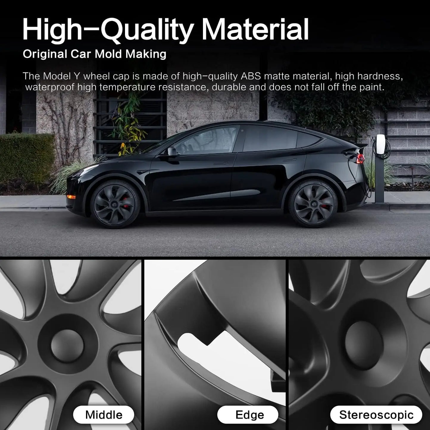 4PCS Hub Cap Performance Replacement Wheel Cap Automobile Hubcap Full Rim Cover Accessories for Tesla Model Y 19-Inch 2018-2024